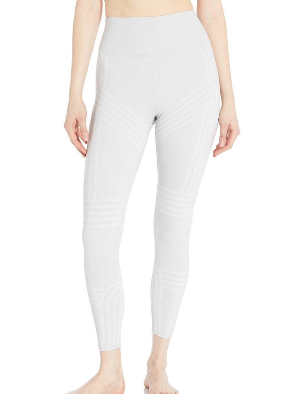Alo Yoga 7/8 High Waist legging in light grey with white stripes size Medium